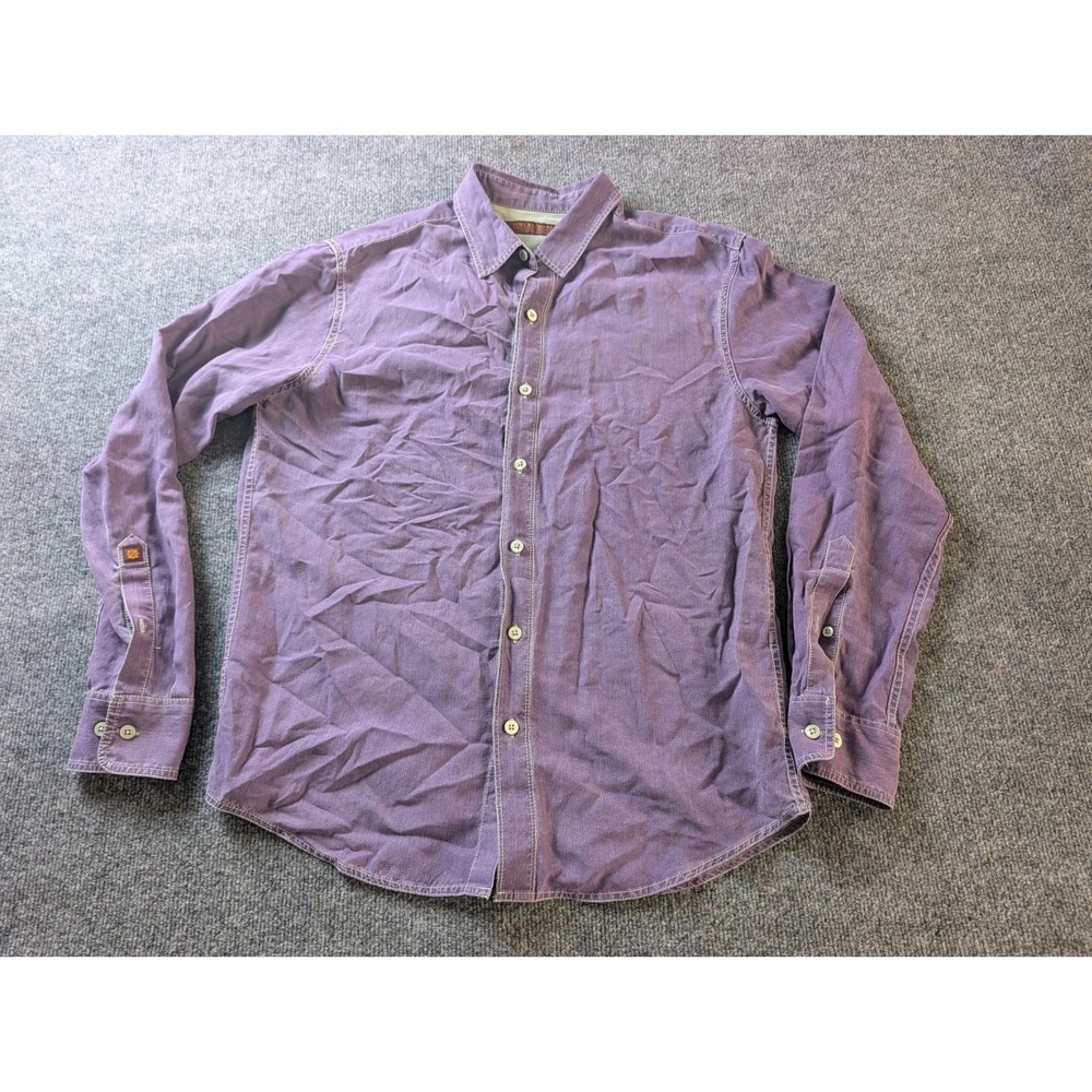 Tori Richard Mens M Silk Linen Long Sleeve Button Up Shirt Purple Honolulu